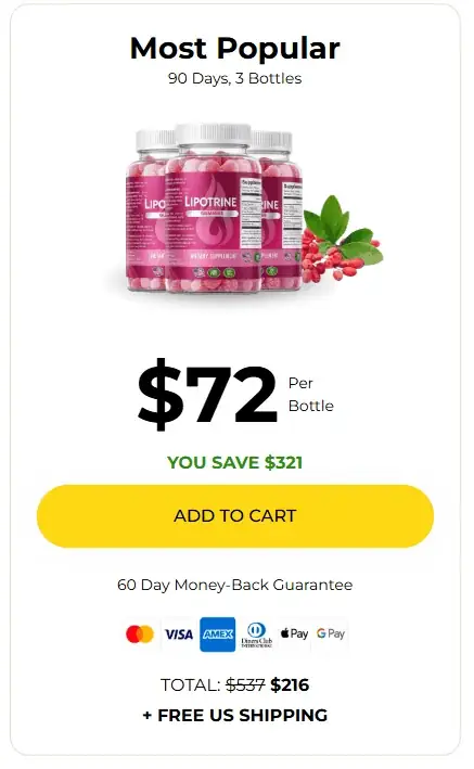 LipoTrine gummies 3 bottle 90-day weight support package