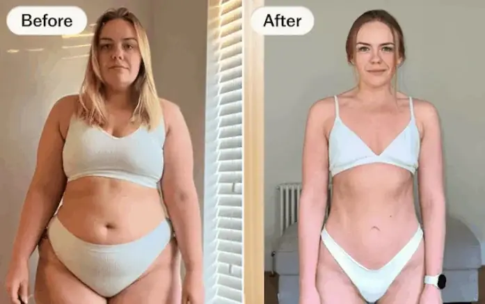 Patricia before and after LipoTrine gummies transformation result