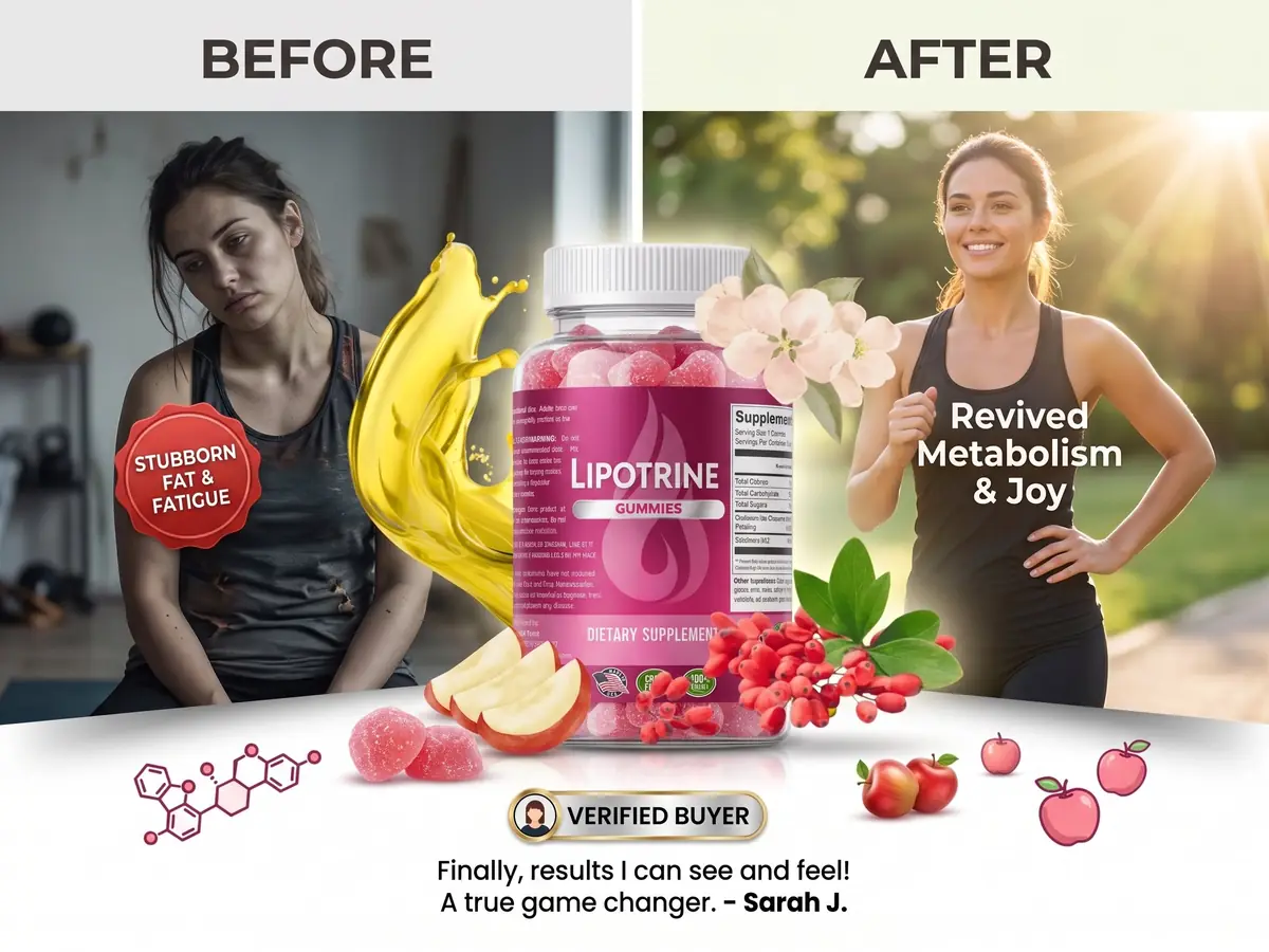 Sarah before and after LipoTrine gummies weight loss transformation